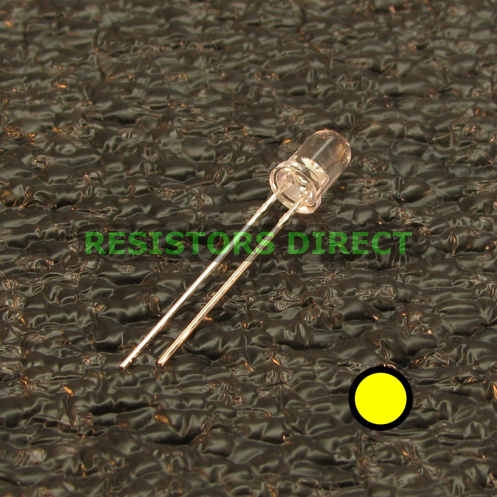 50pcs Round 5mm Yellow T1-3/4 LED Water Clear Lens HAM Radio US Seller 50x V31