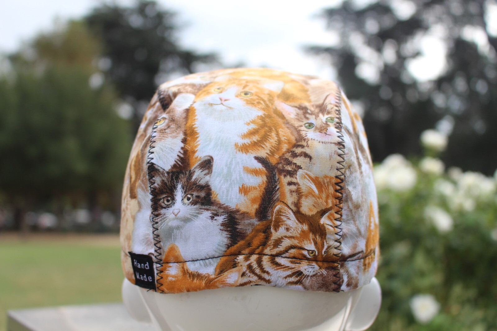 cycling cap beautiful cat handmade in USA