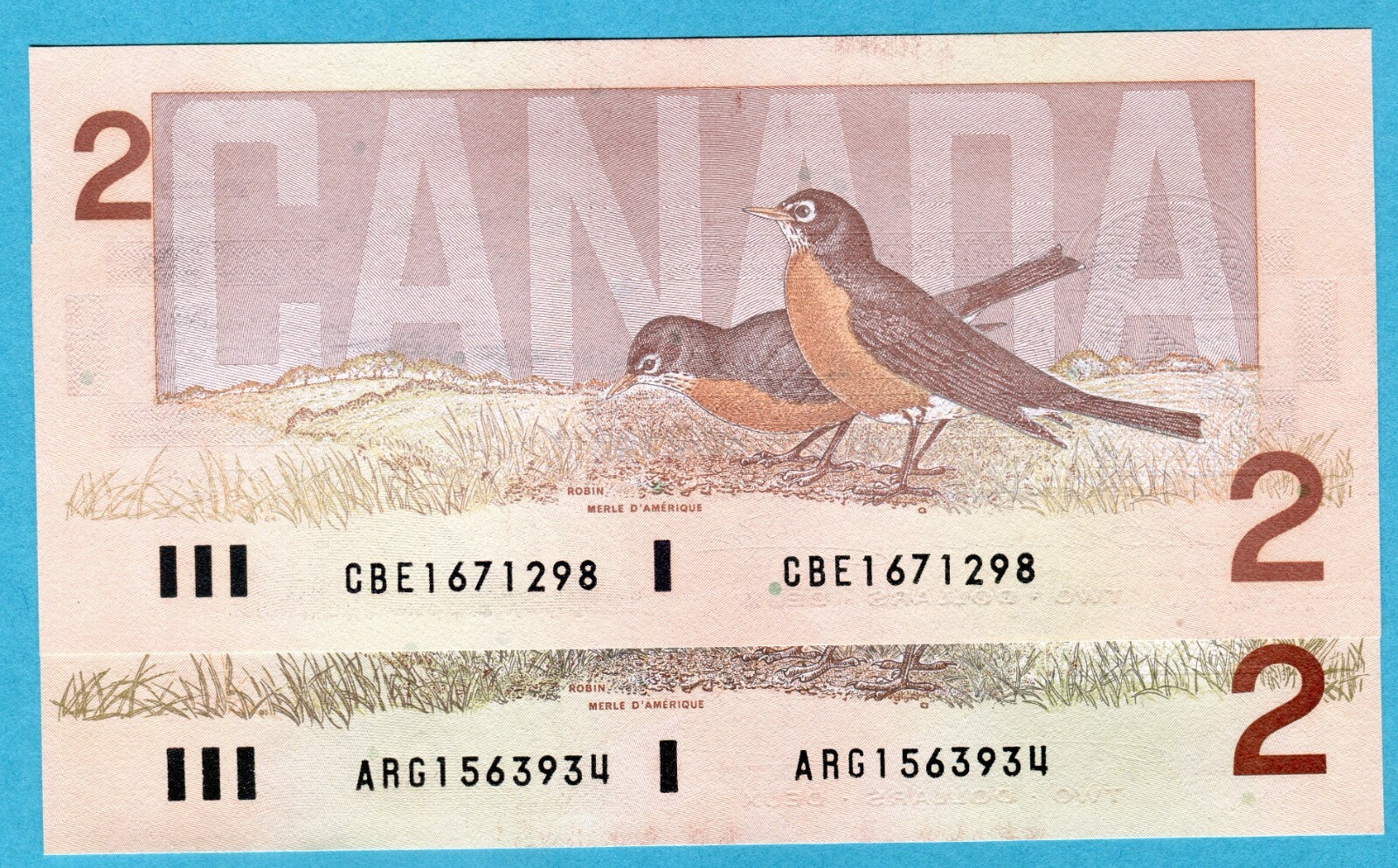 Canada 2 Dollars 1986 P94a, P94b UNC
