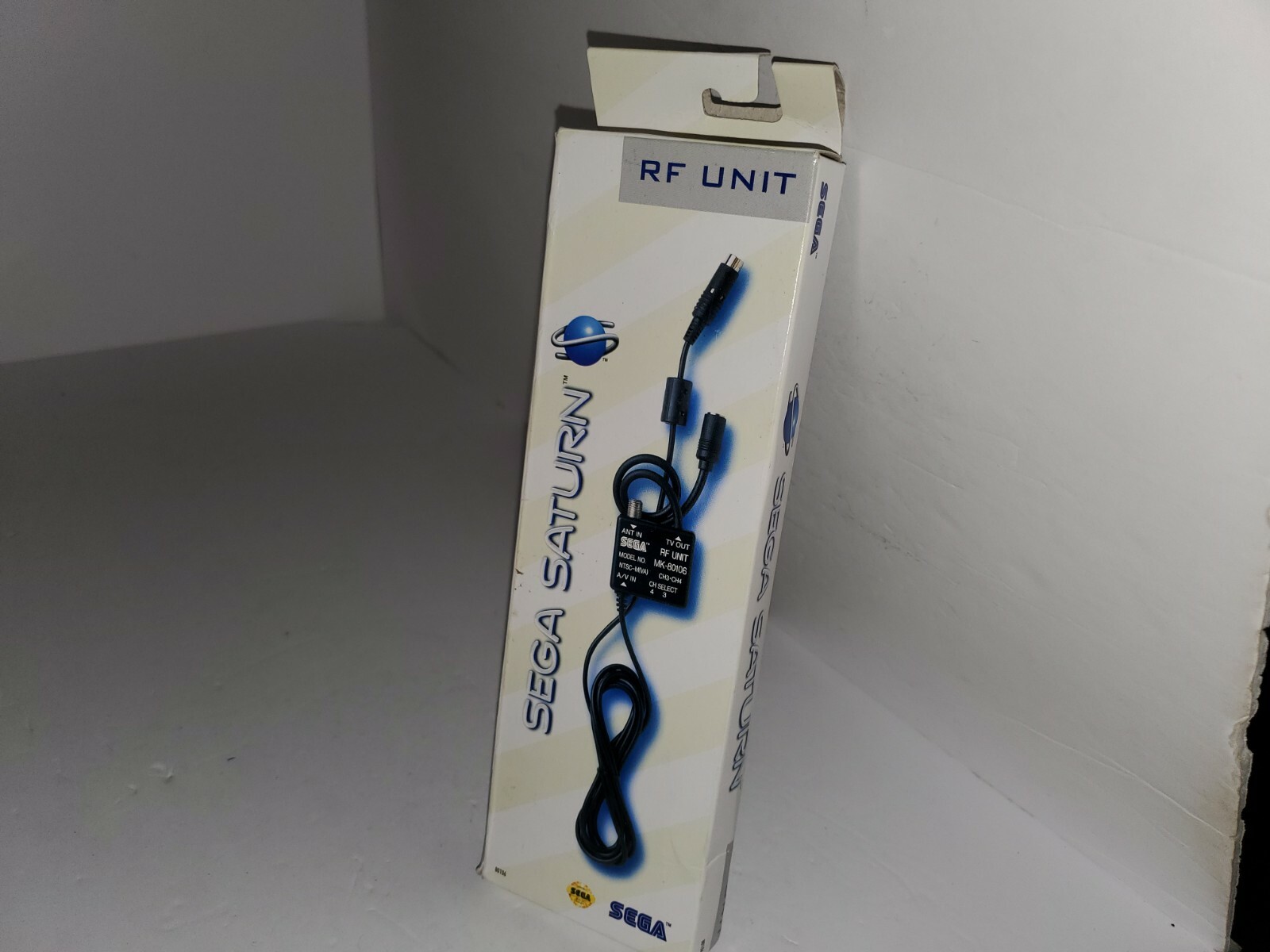 NEW NIB BOX OFFICIAL SEGA SATURN RF RFU TV CORD SWITCH CABLE ORIGINAL