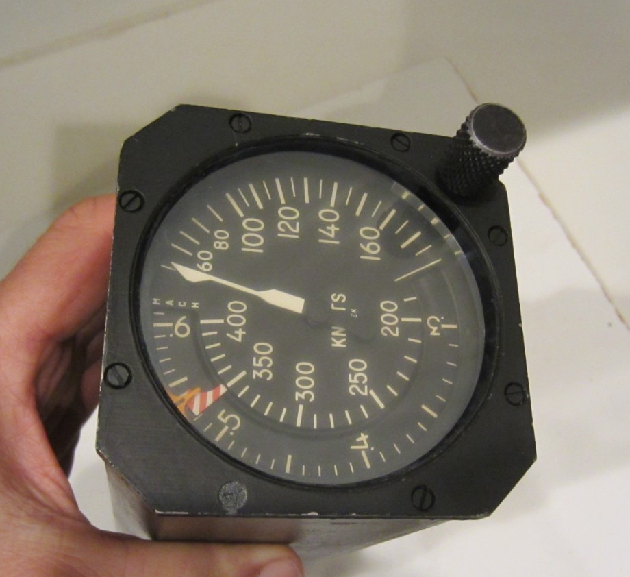 MACH  AIRSPEED INDICATOR ASTEK SABRELINER 40 P/N B024582107 AS REMOVED