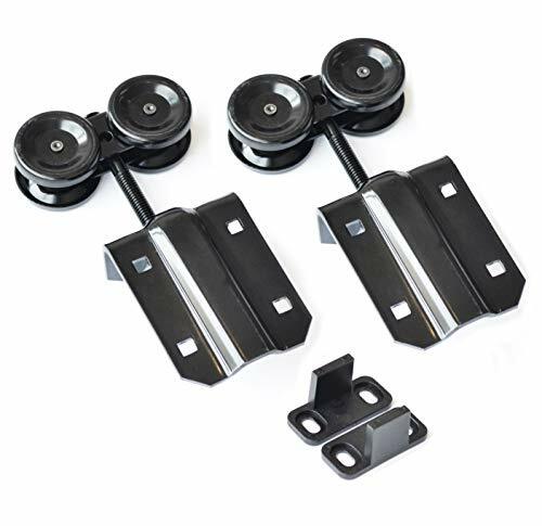 Exterior Double Sliding Barn Door Hardware Black Box Track Wall Mount Bracket