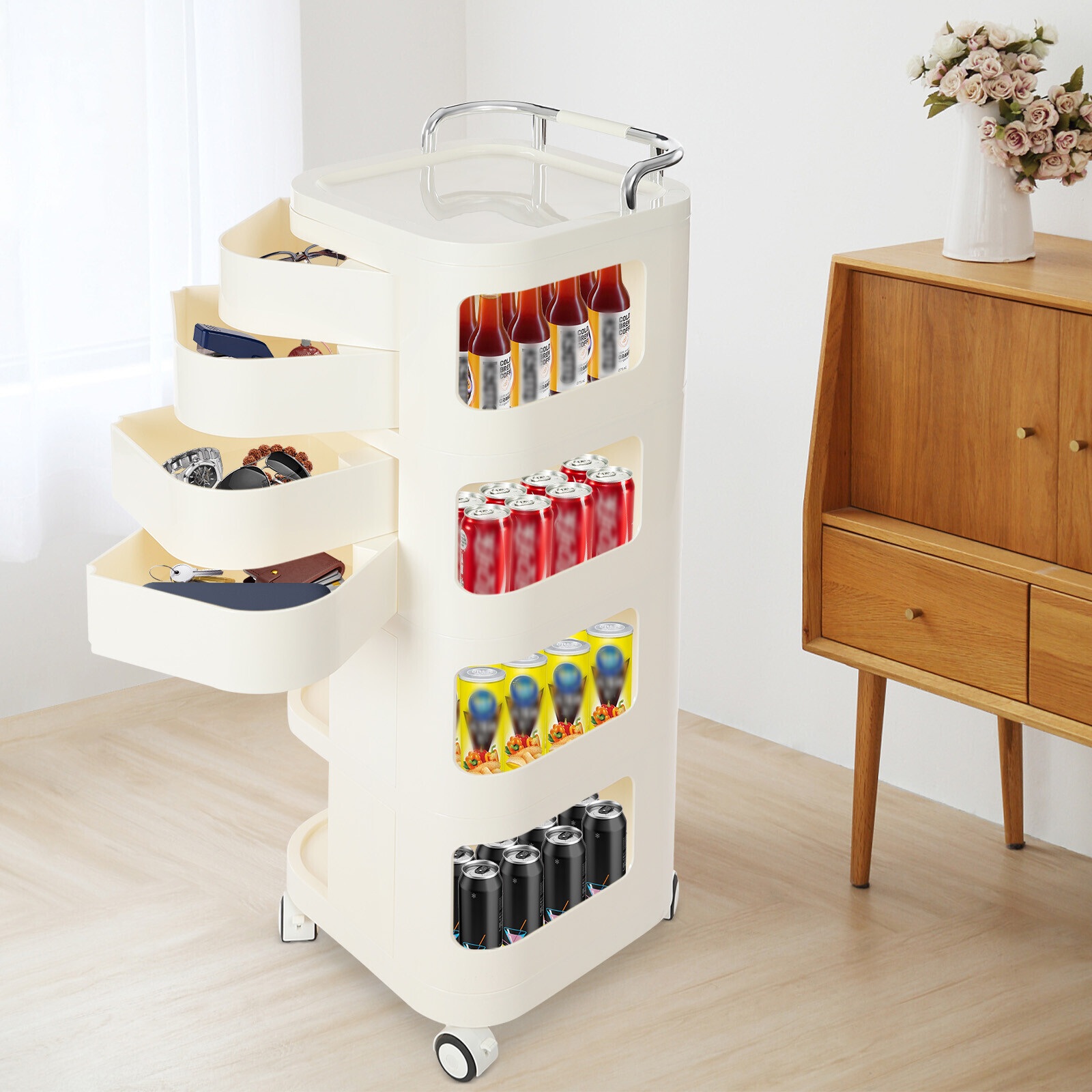 4-Tier Rolling Kitchen Trolley Rack – Versatile Storage Cart for Home & Office