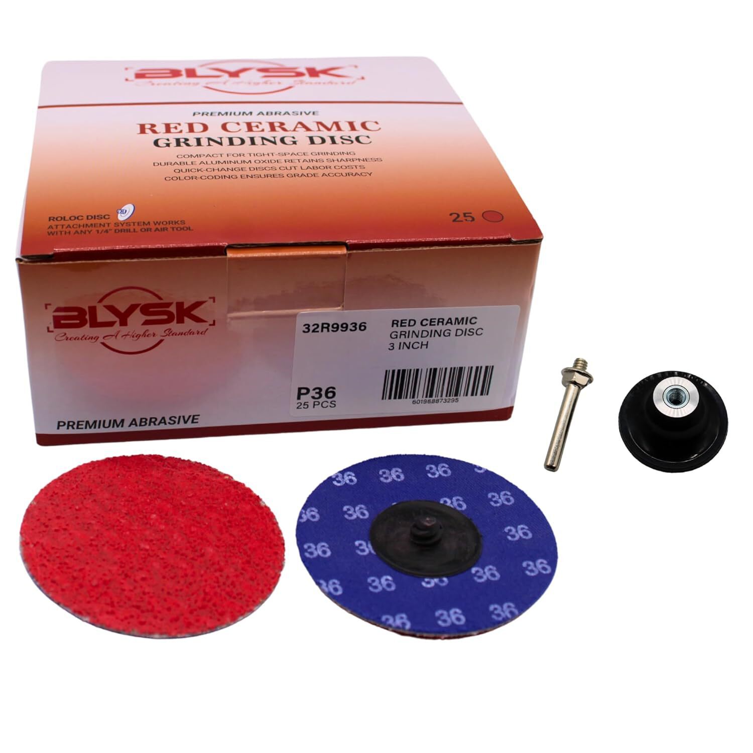 Blysk 2" or 3" Roloc Quick-Change Discs – 24 & 36 Grit – Includes Disc Holder,Re