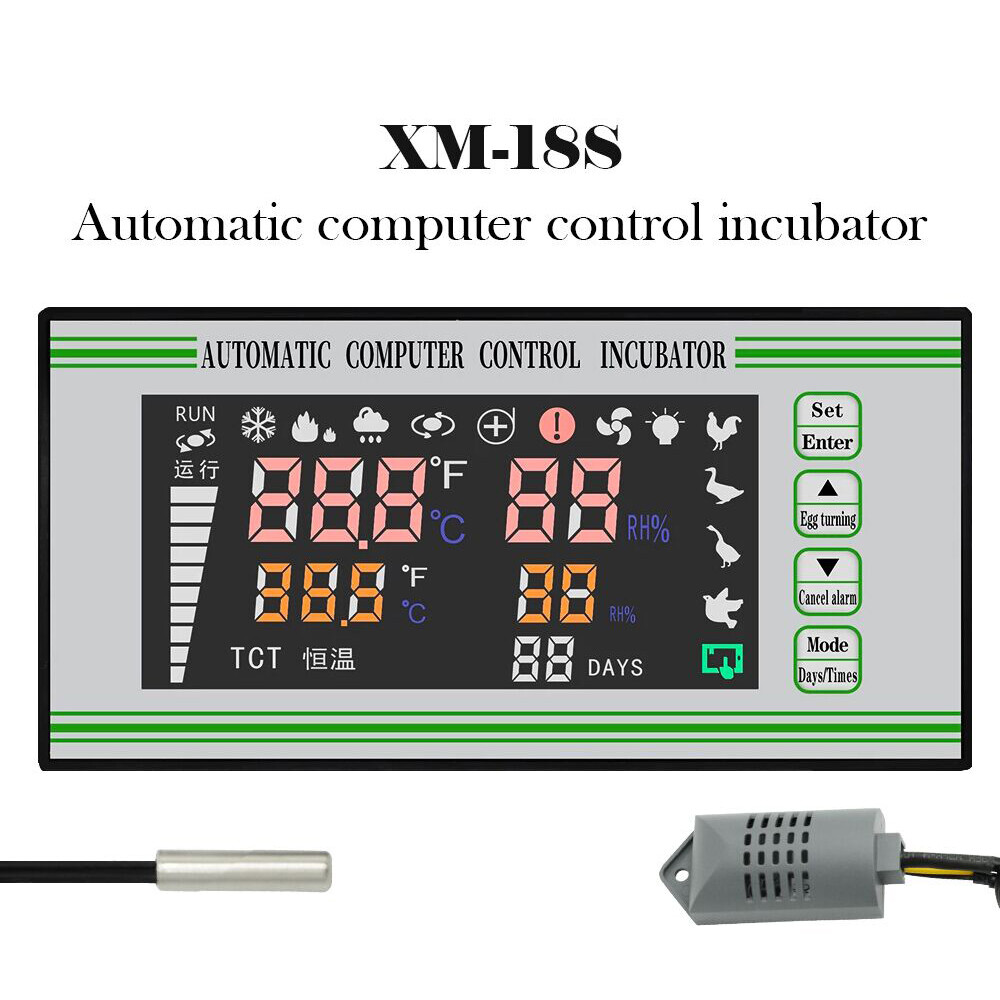 Automatic Egg Incubator Controller XM-18S Thermostat Temperature Humidity Sensor