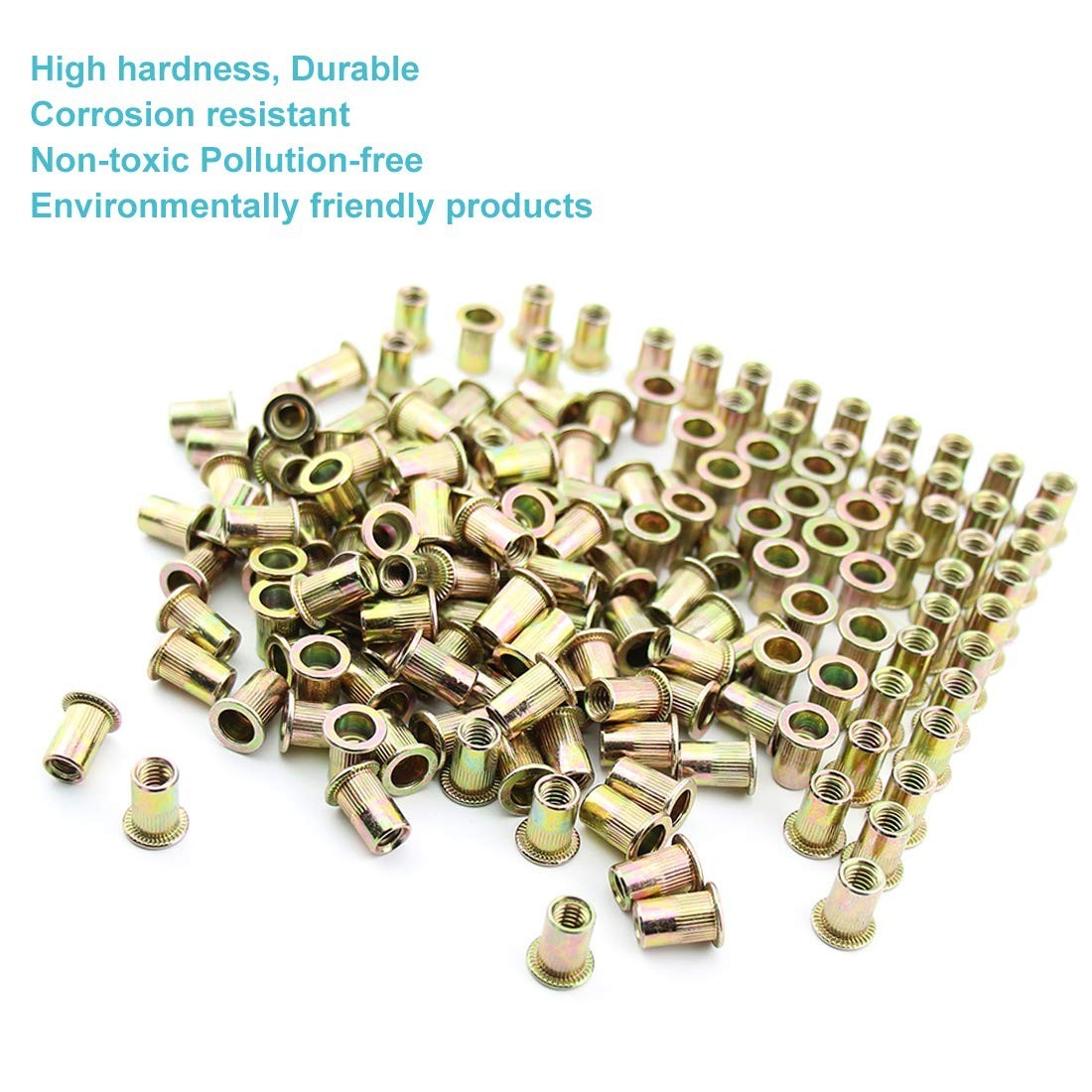 100 Pcs 1/4"-20 UNC Threaded Carbon Steel Rivet Nuts - Secure Installation Kit