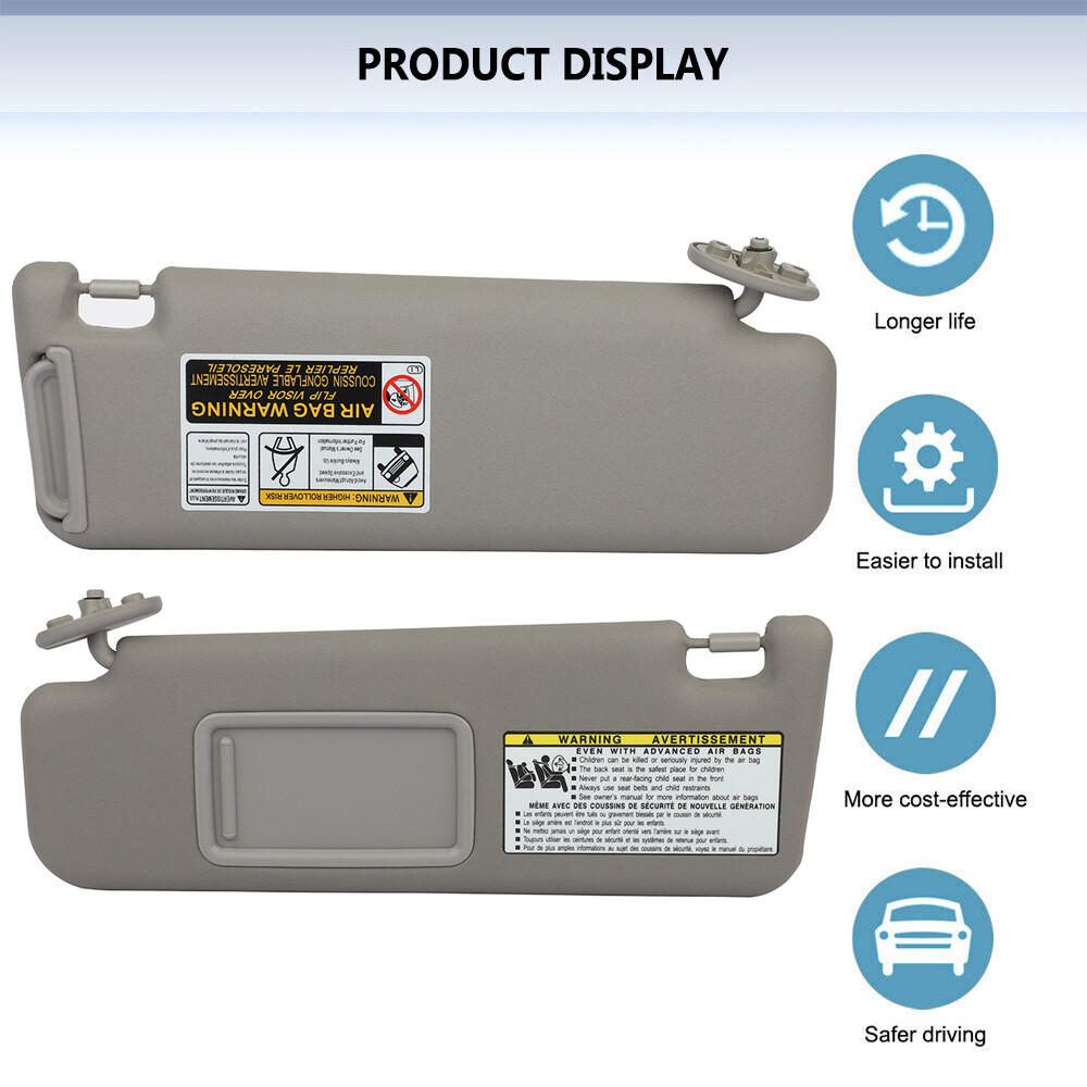 For 2005-2007 Toyota 4Runner Left Driver Side Gray Sun Visor 74320-3D050-B0