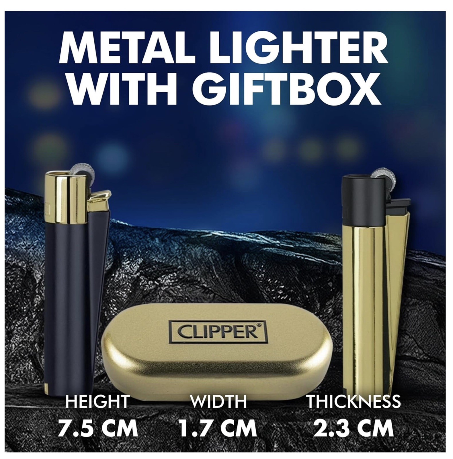 Clipper Full Metal Lighter Silver Black Gold Refillable