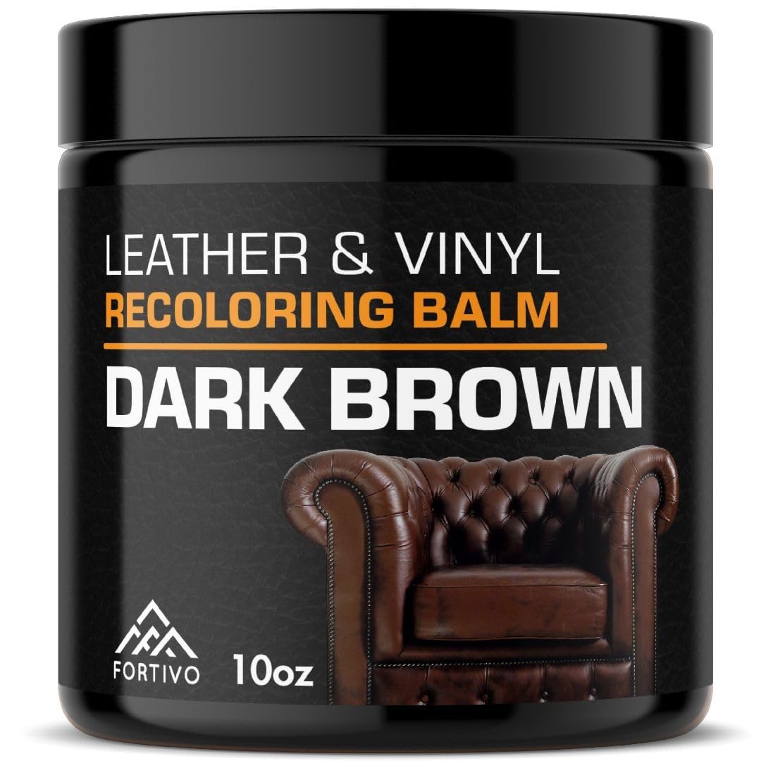 FORTIVO Leather Recoloring Balm, Color Restorer for Couches and Dark Brown