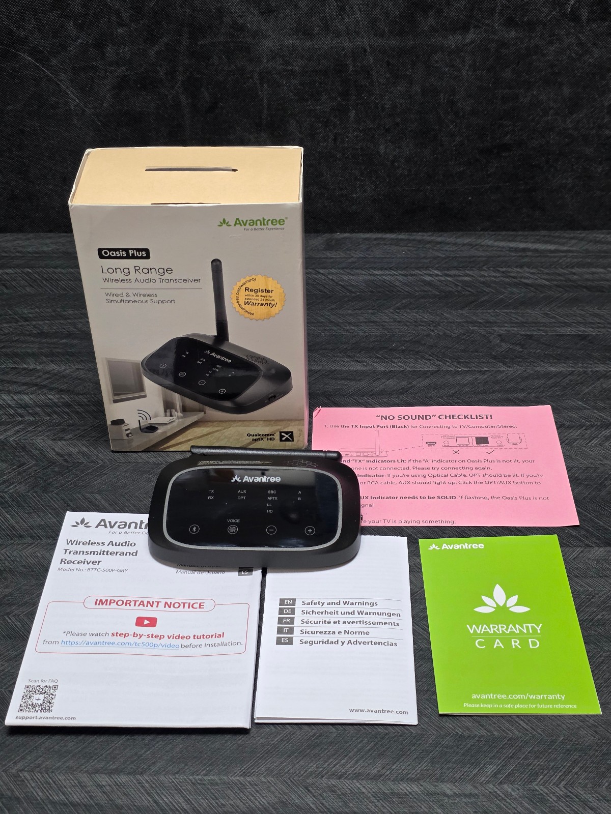 Avantree Oasis Plus Bluetooth Transmitter Receiver BTTC-500P Reciever Only