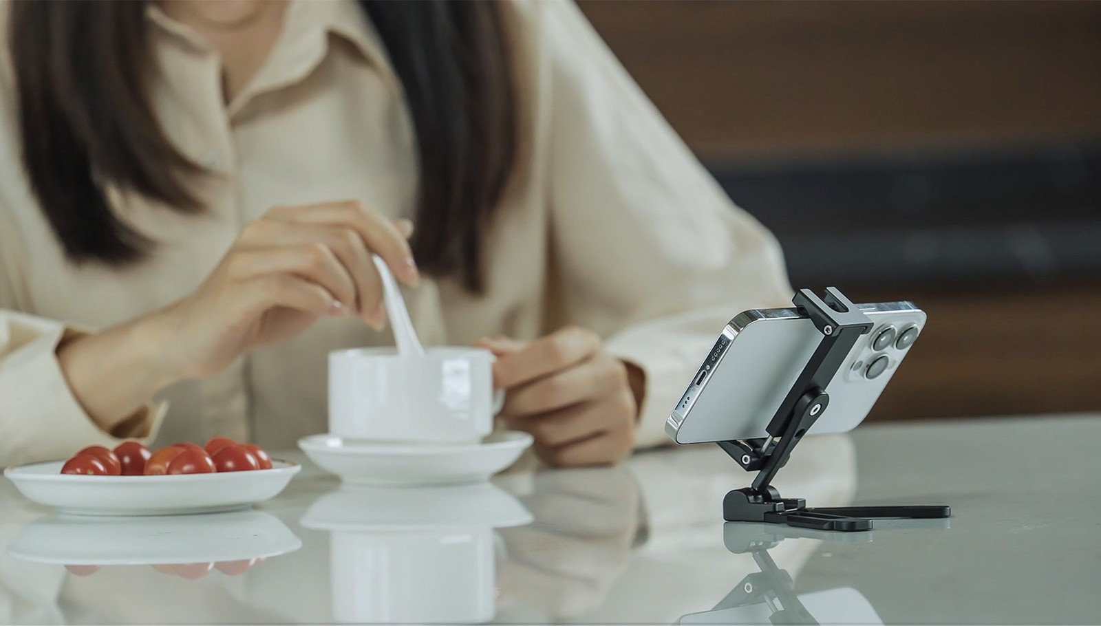 Leofoto PS-3 Multi-Functional Foldable Cellphone Stand Arca Cold Shoe Silver