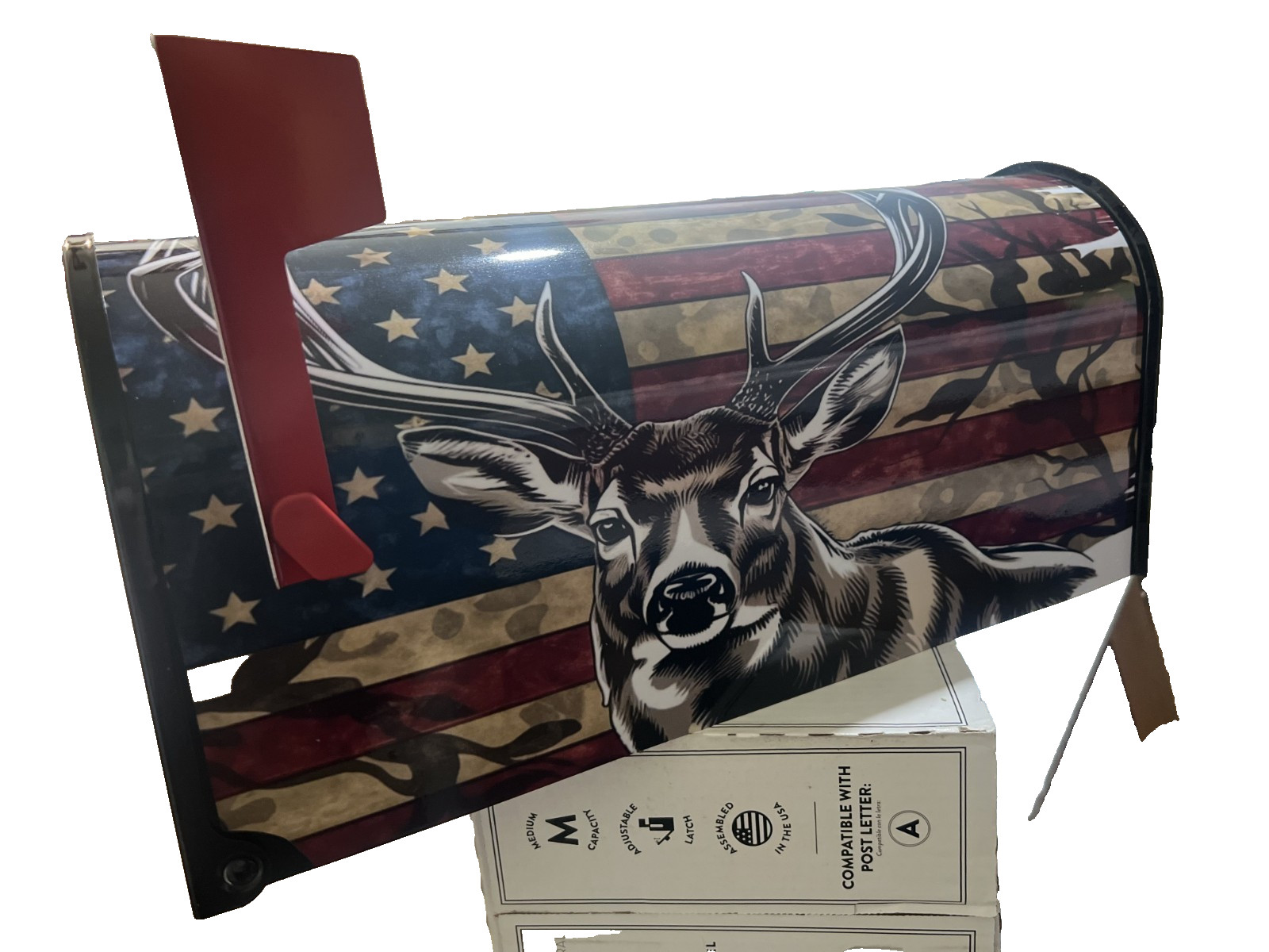 JUMBO AMERICAN FLAG BUCK CUSTOM JUMBO MAILBOX