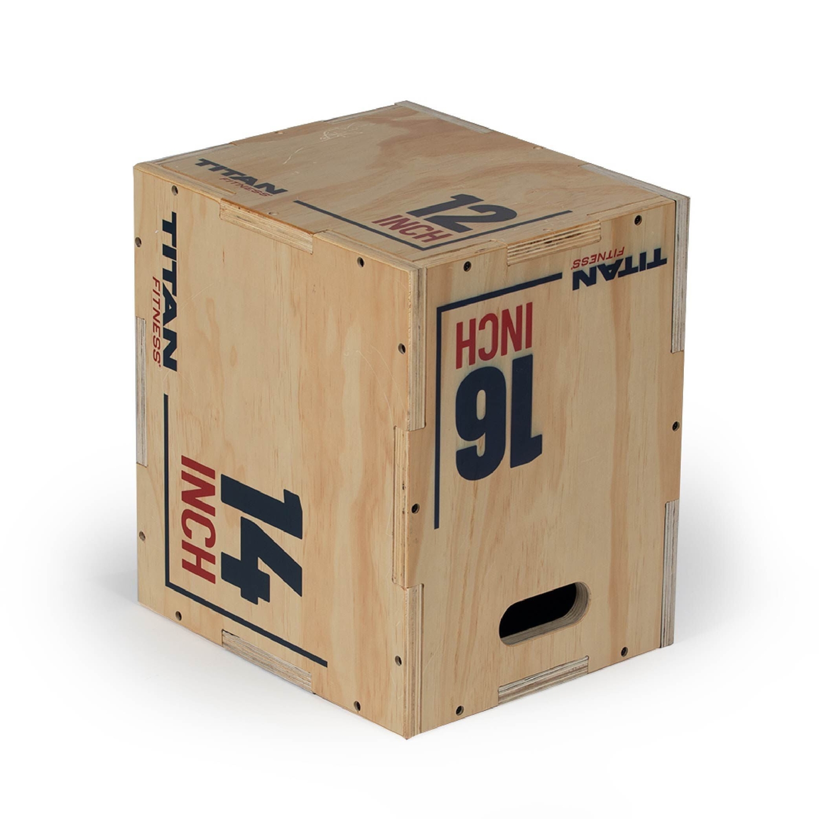 Titan Fitness Wooden Youth Wooden Plyometric Box, 12in 14in 16in, Pro-Duty Wood