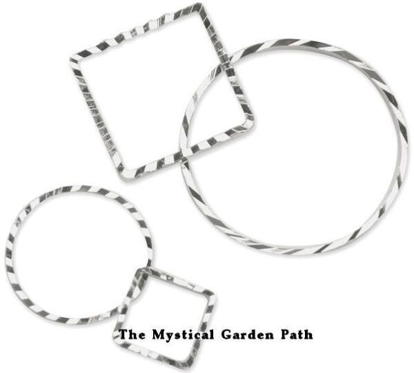 Link Mix, 40 Silver Plated Brass Etched Circle & Square Chain Link Connectors *
