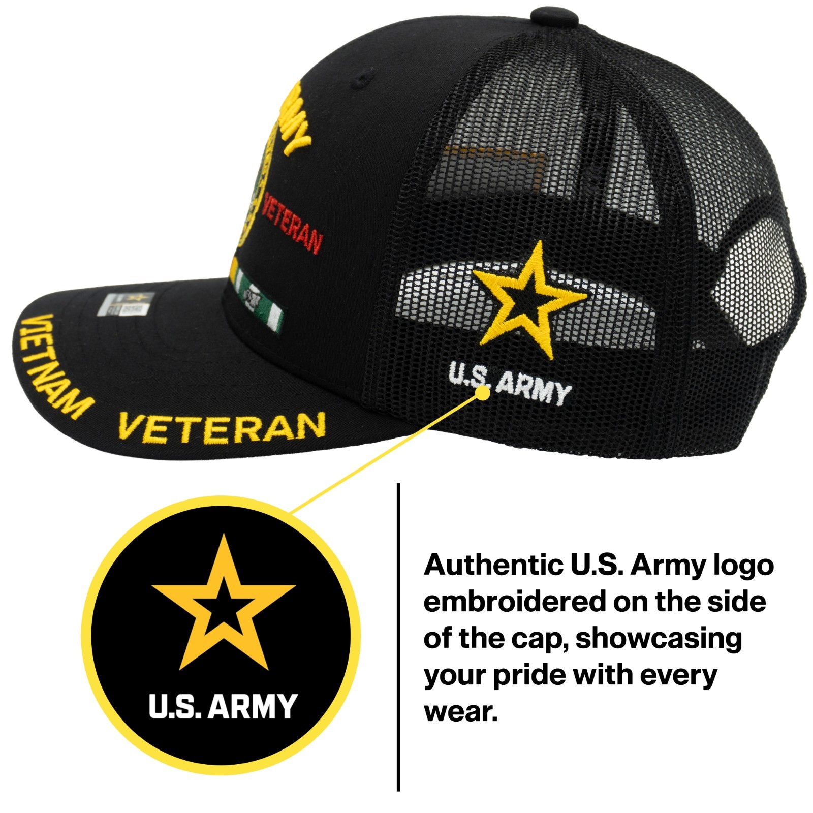 Vietnam Veteran Army Trucker Hat Official Licensed Adjustable Cap
