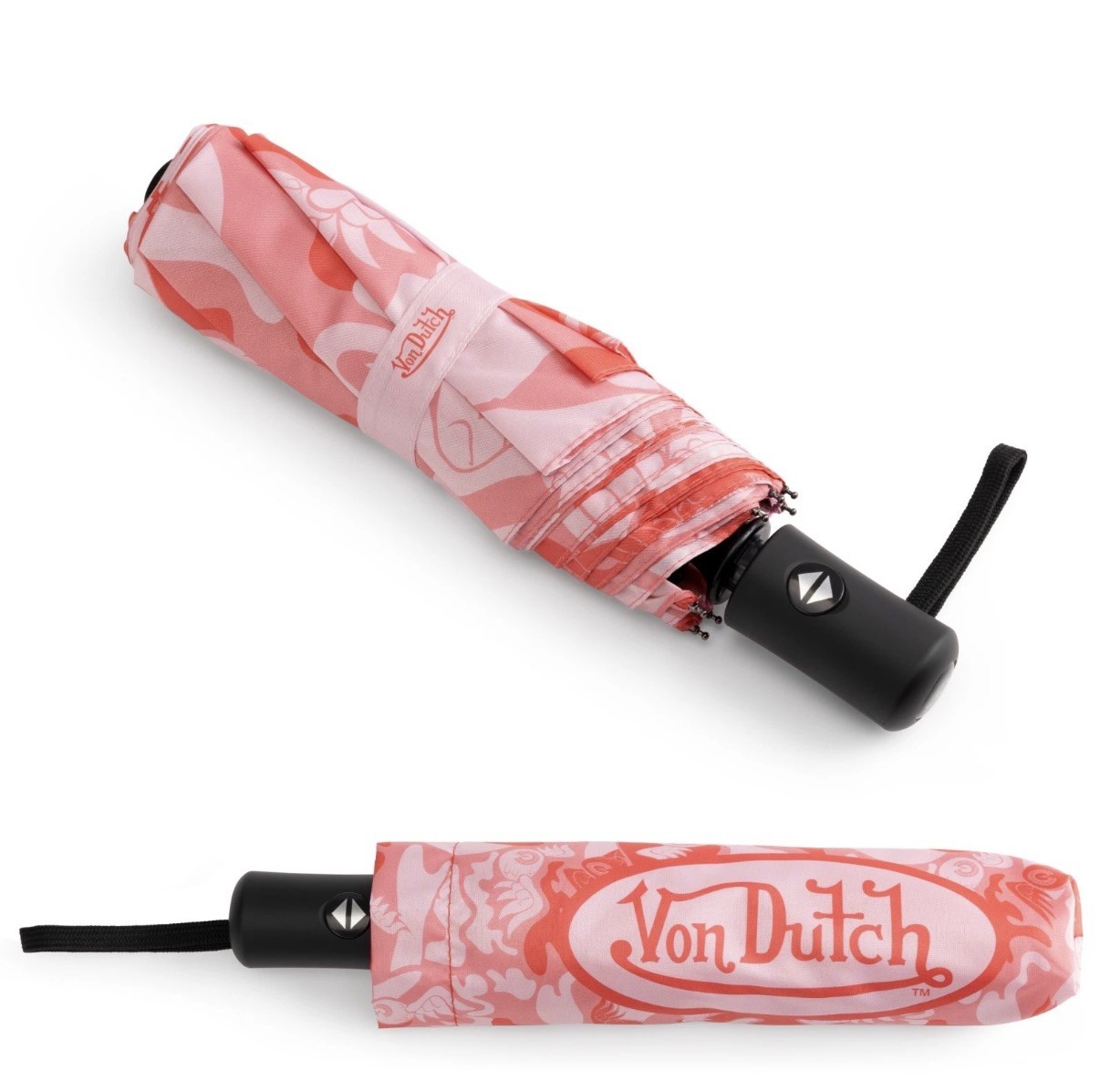 Von Dutch Pink Camo Compact Automatic Umbrella, Travel Size