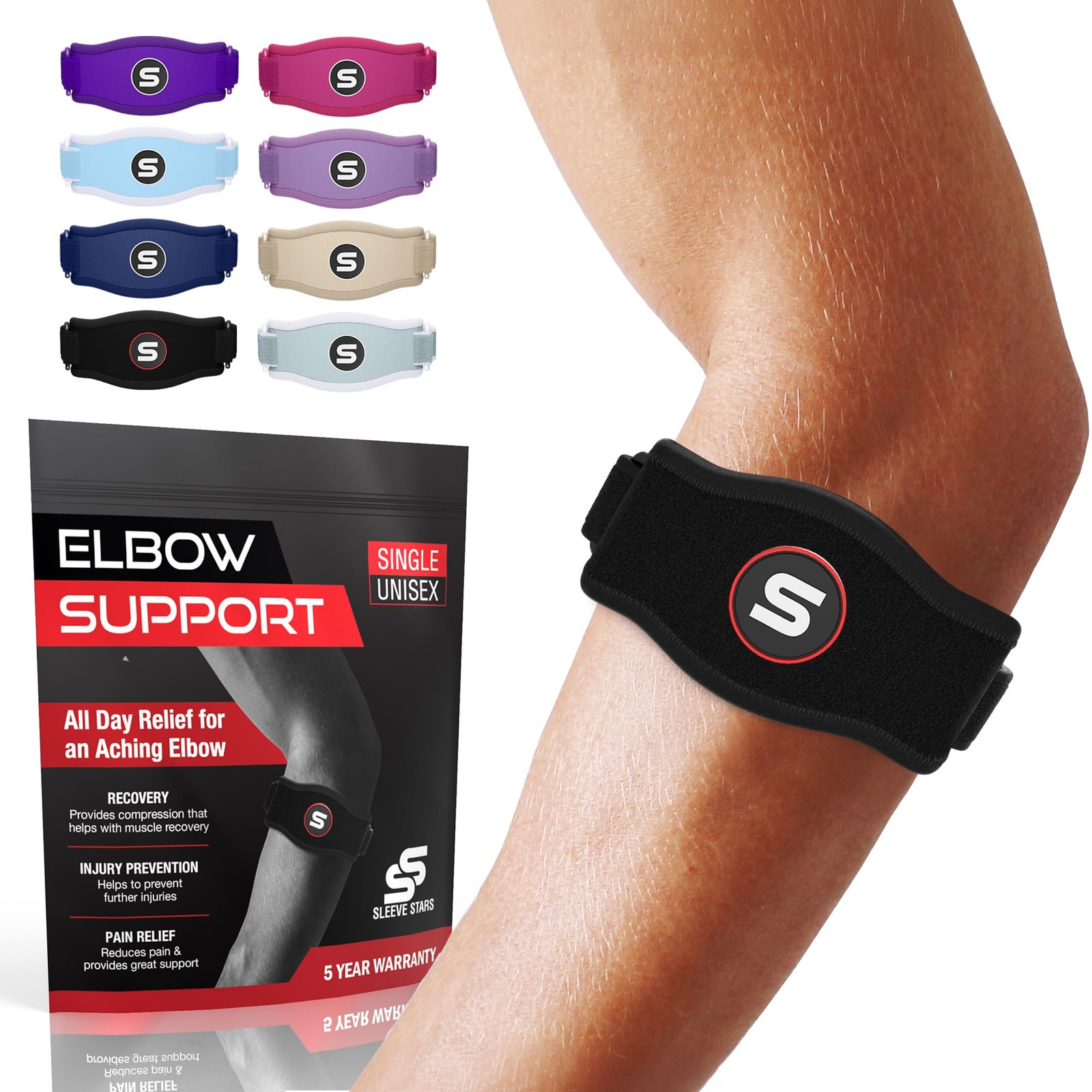 Sleeve Stars Tennis Elbow Brace for Men & Women Tendonitis Strap Golfers Support