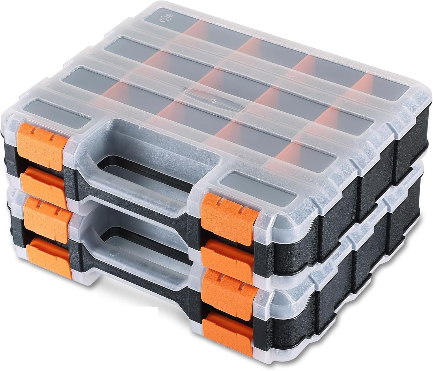 Small Parts Organizer, Hardware Organizer Box, 2 Pack Double Side 34 Compartment