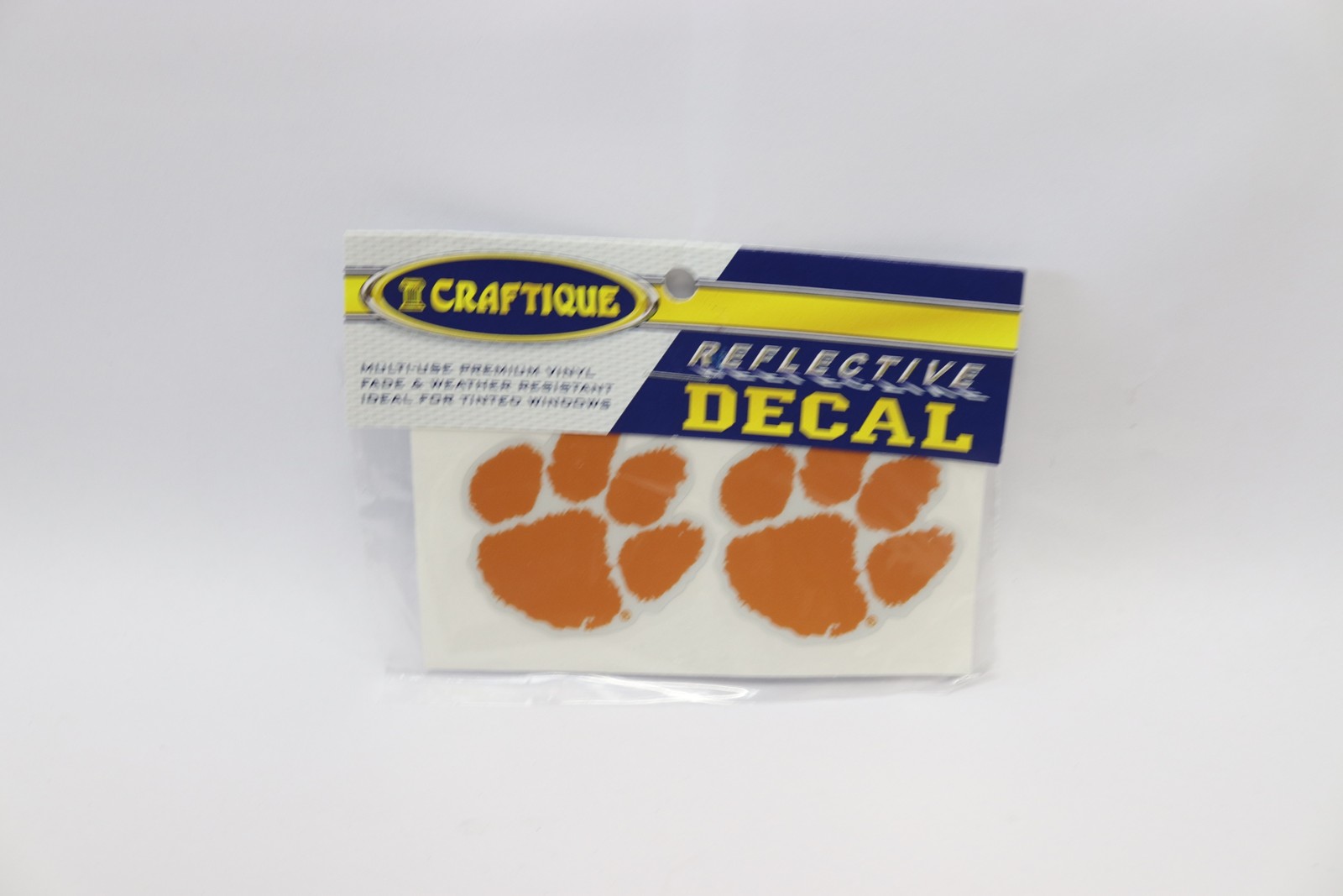 (2-Pk) Craftique Clemson Tigers Paw Decal Reflective 2"