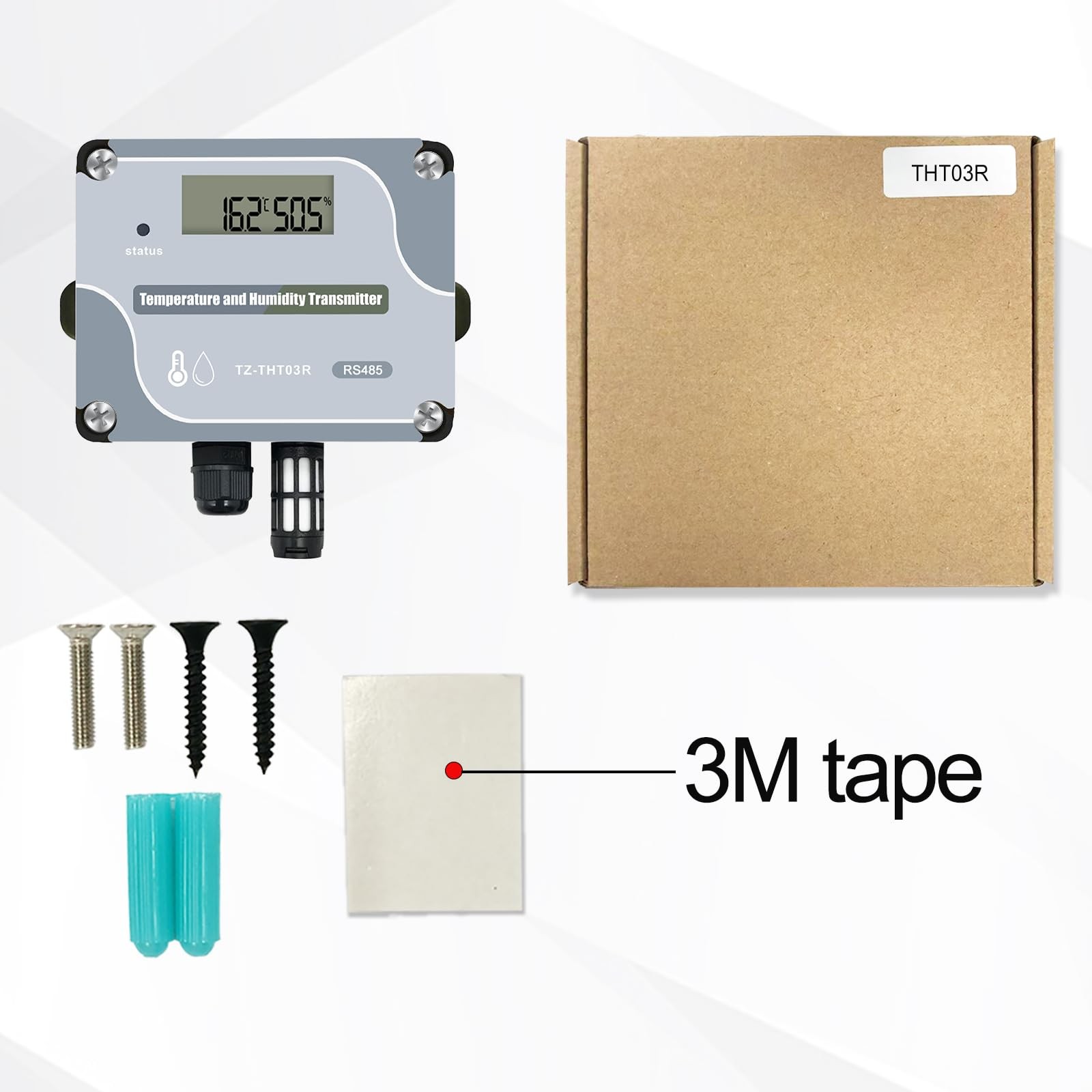 Tzone RS485 Temperature Humidity Sensor Modbus RTU Temp Digital Gray