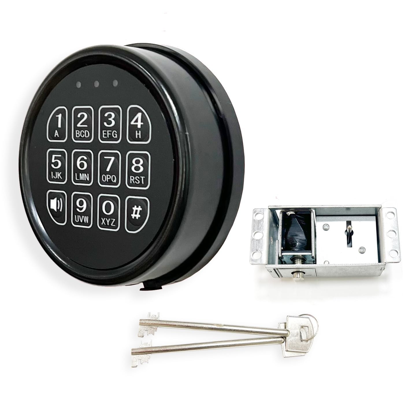 Electronic Keypad Lock Replacement for Gun Safe - Black Keypad & Solenoid Overri