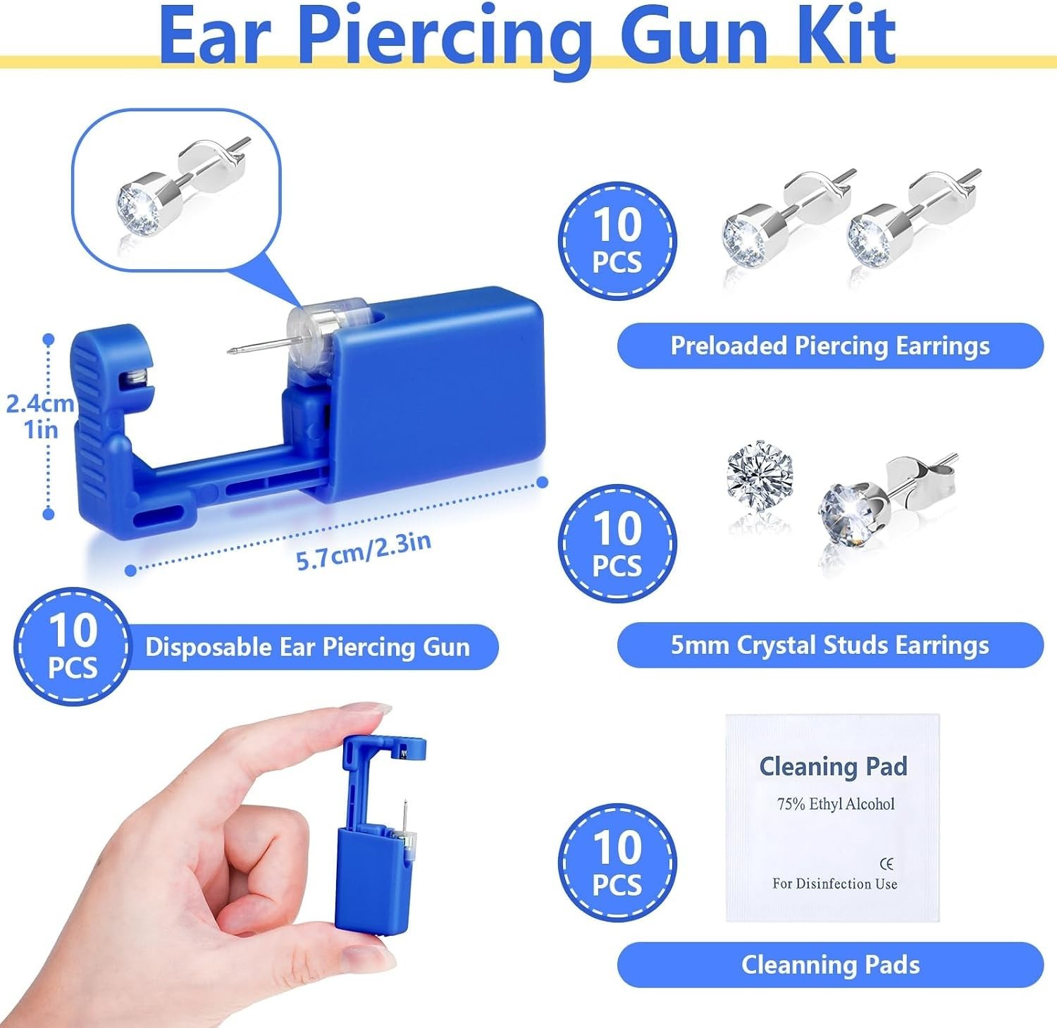 Disposable Ear Piercing Kit: Safe & Efficient Tool with Hypoallergenic Earrings