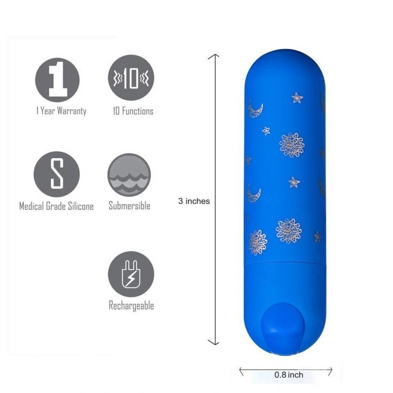 Luna Mini Bullet Vibrator 10 Function USB Rechargeable Silicone