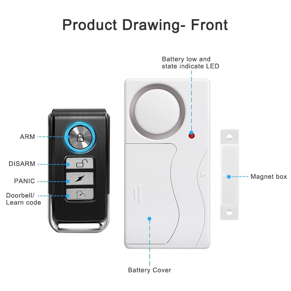White Simple Department Security Window 2 Alarm Sensitive Trigger Strong Signal