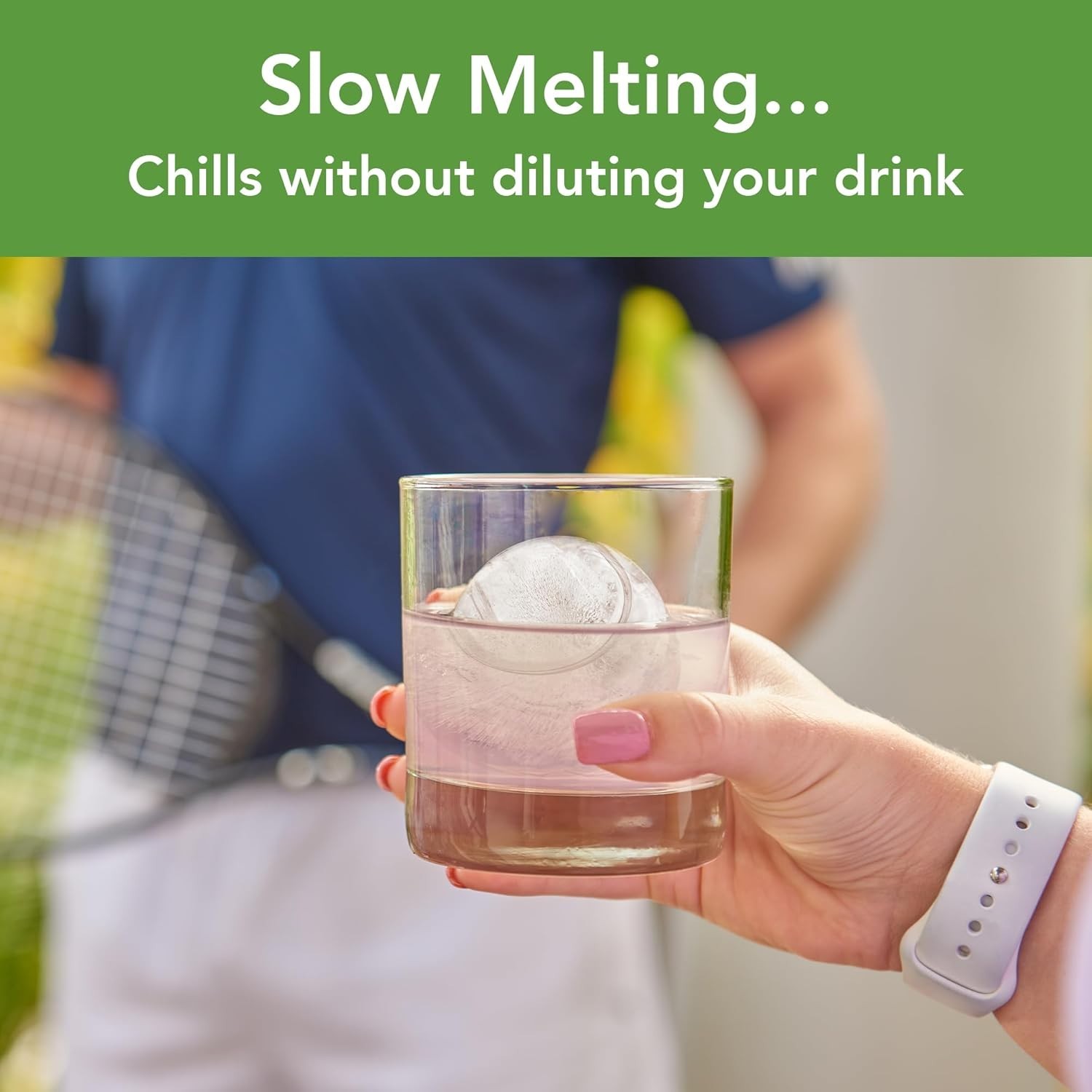 Durable Tennis Ice Molds Pack of 2 Large BPA Free for Whiskey and Cocktails