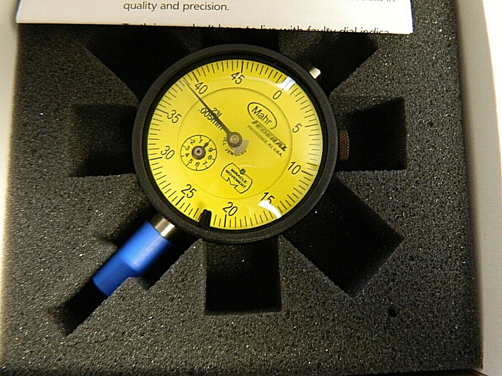 Mahr  1.250"x0.005"x0.500" Dial Indicator per ANSI/AGD Group 2.20