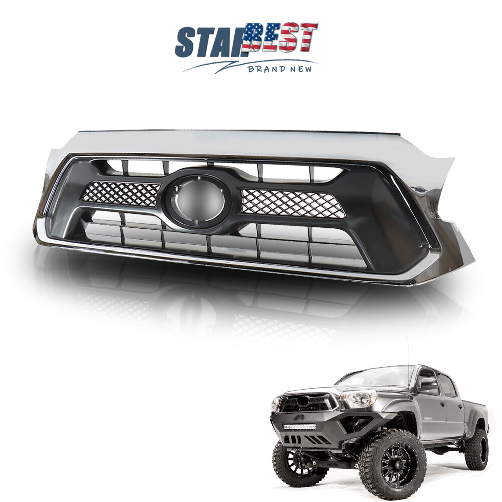 NEW For Toyota Tacoma 2012 2013 2014 2015 Front Bumper Grille Chrome Shell Black