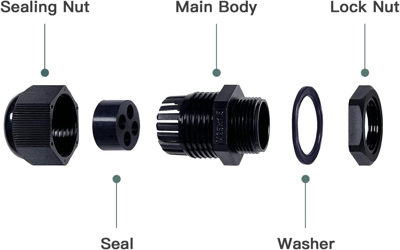 Waterproof Multi-Hole Nylon Cable Glands for Electrical Enclosure 4 Holes 3pcs