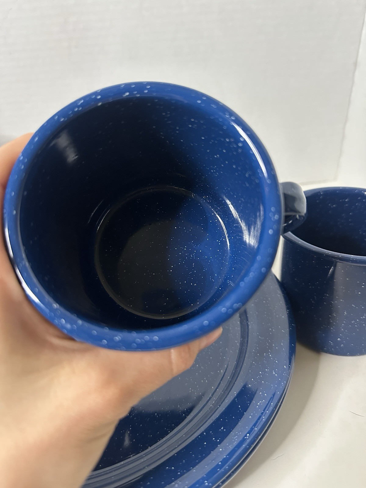Speckled Blue Enamelware 12-Piece Dining Set for Camping