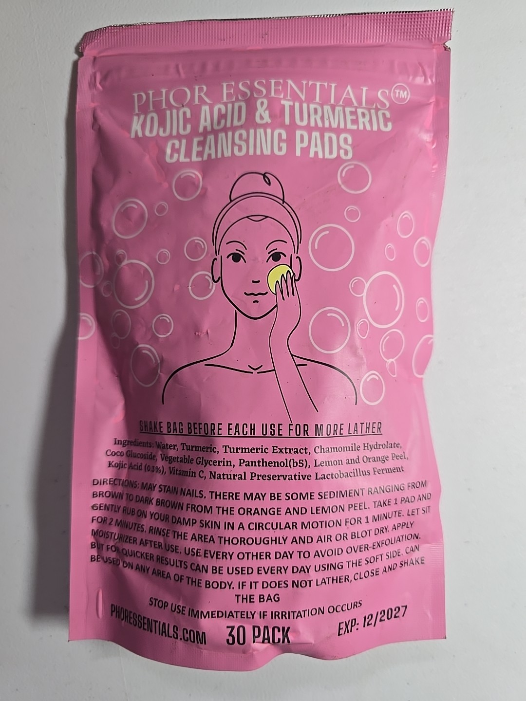 Original Phor Essentials Turmeric Kojic Acid Exfoliating Cleansing Pads 30 Pack