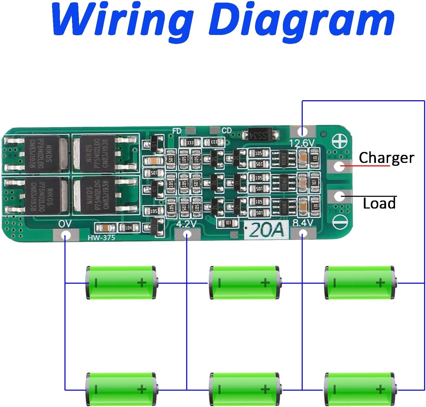 6pcs 3S 20A BMS 18650 Li-ion Lithium Battery Charger Module Multicolor