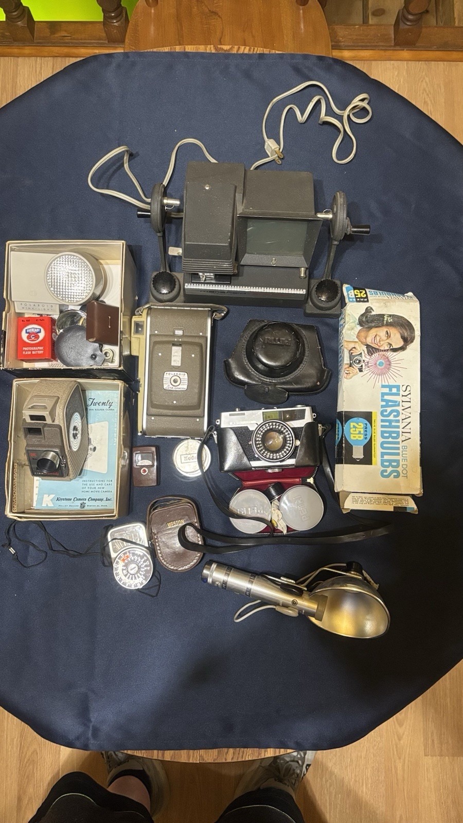 Lot Of Vintage Camera Gear,Lenses, Flash,Petri 7,Keystone 8mm,Mansfield Reporter