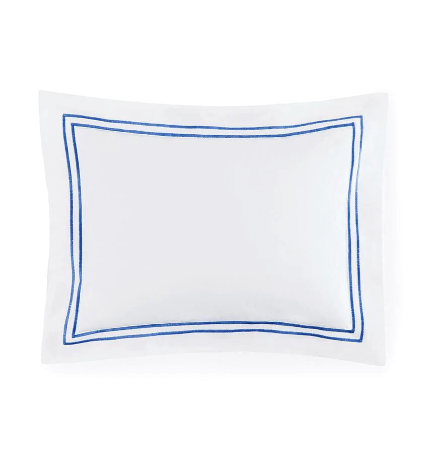 Sferra GRANDE HOTEL Standard Sham WHITE/CORNFLOWER BLUE NIP!