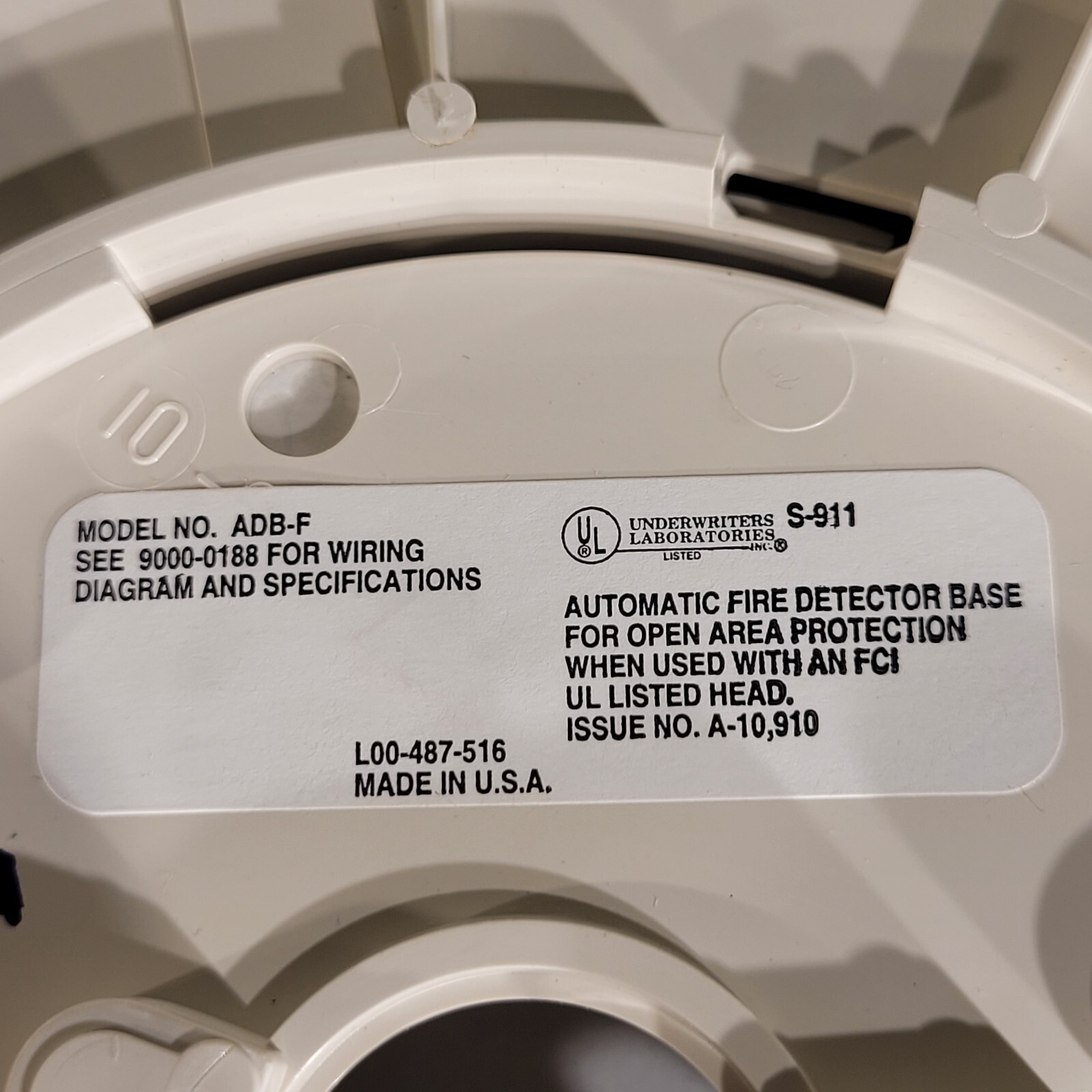 FCI ADB-F Automatic Fire Detector Base For Open Area 110-31B60 Fire Control Inst