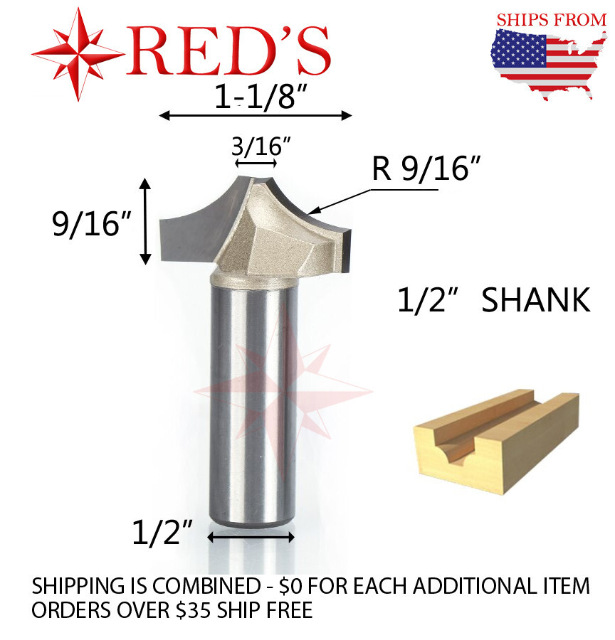 Tideway PRO LC04011808 9/16" Radius plunging round over 1/2" shank router bit