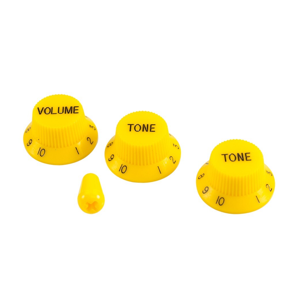 Stratocaster Strat Knobs w switch tip Graffti Yellow SKSYL