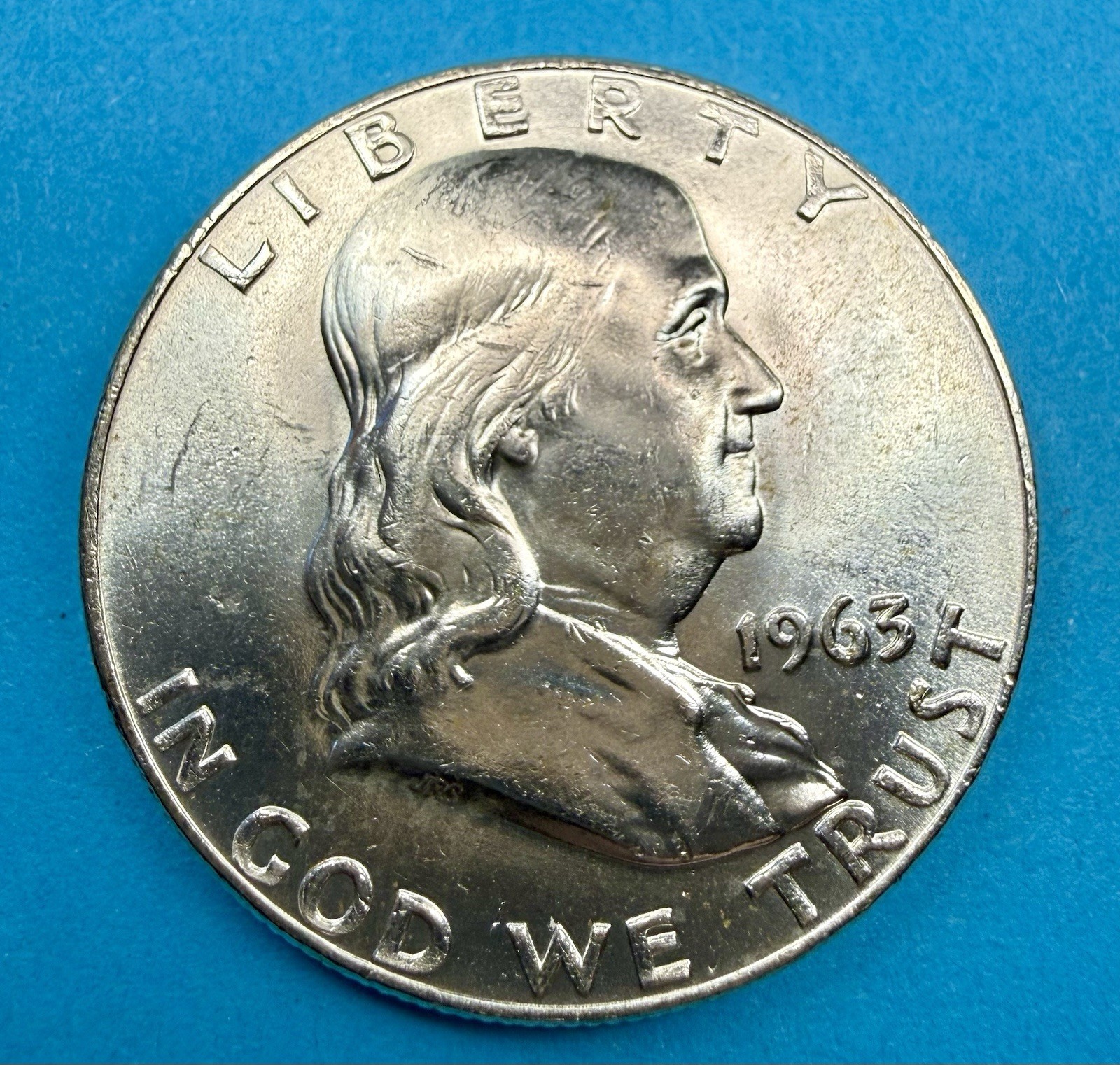 1963-D Franklin Half Dollar 90% Silver Brilliant Uncirculated Coin