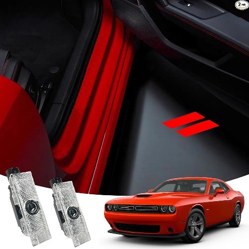2PCS Door Lights Logo Compatible for Challenger Hornet, LED Gh Color: Red logo