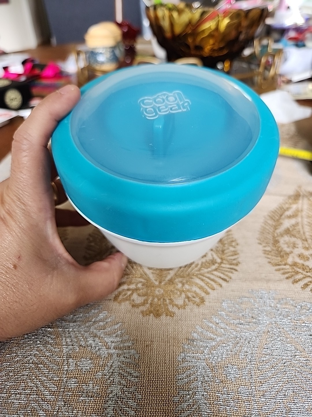 CoolGear Stay fit, EZ Freeze Small Food Bowl, 4-hour Freeze BPA Safe Teal/white