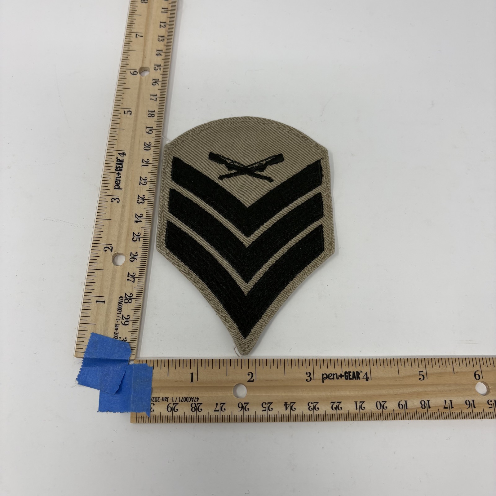 US Marine Corps Sergeant Sgt Artillery Rank Patch Desert Tan Black