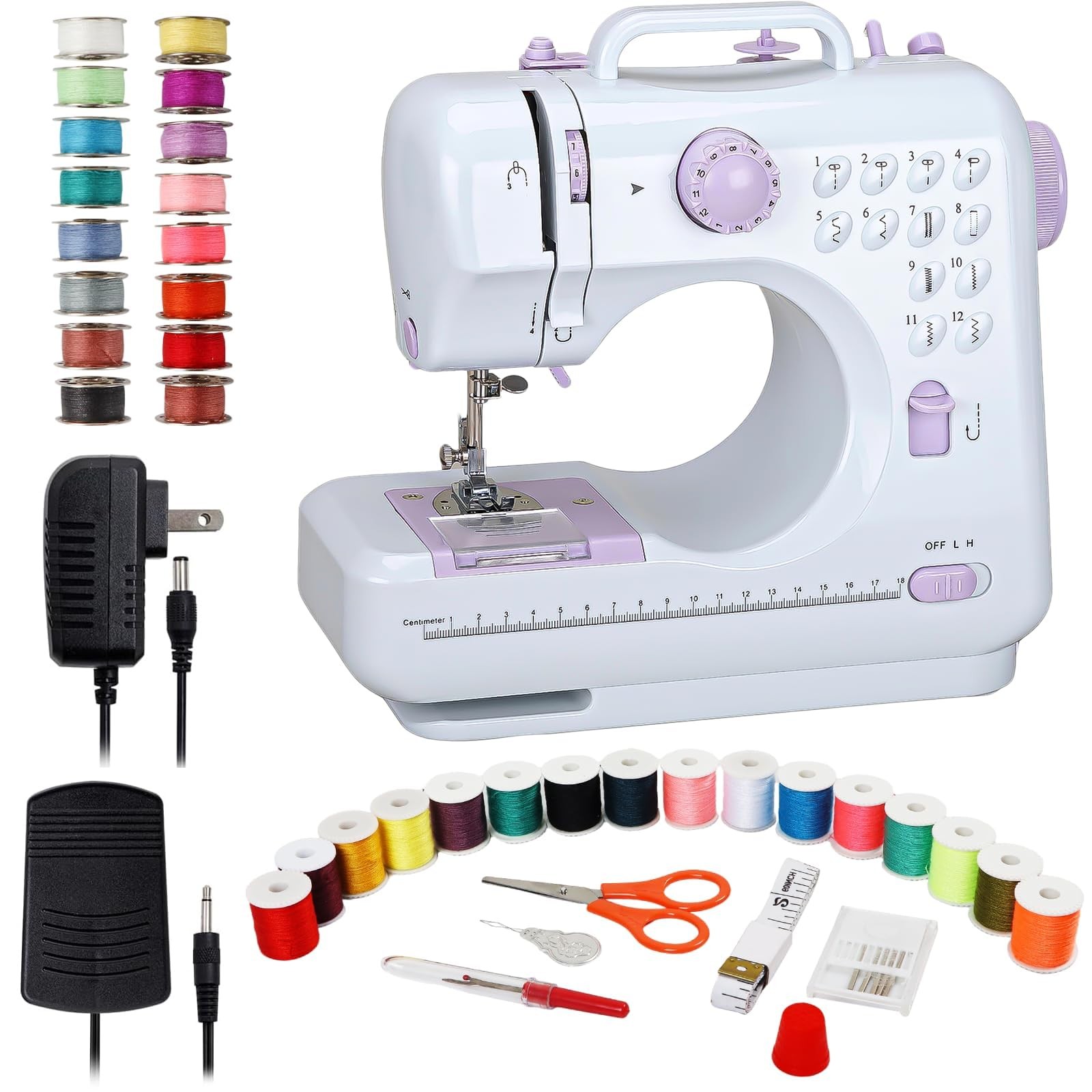 Qoosea Mini Sewing Machine for Beginners, Portable with 12 Stitches & Dual Sp...