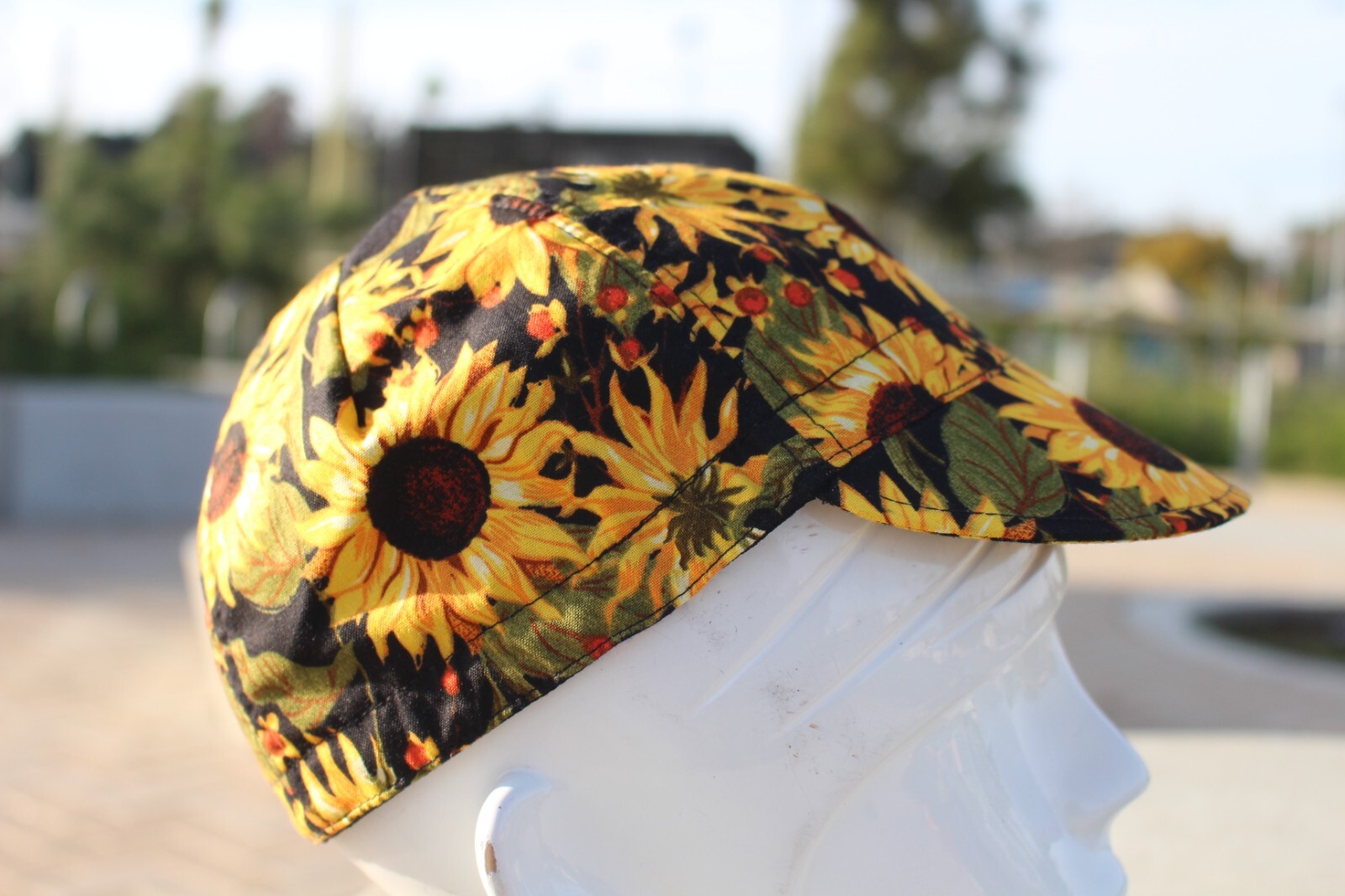 SUNFLOWER CYCLING CAP 4 PANEL handmade in USA