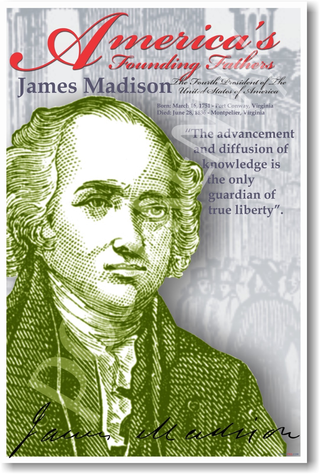James Madison Social Studies History Classroom POSTER