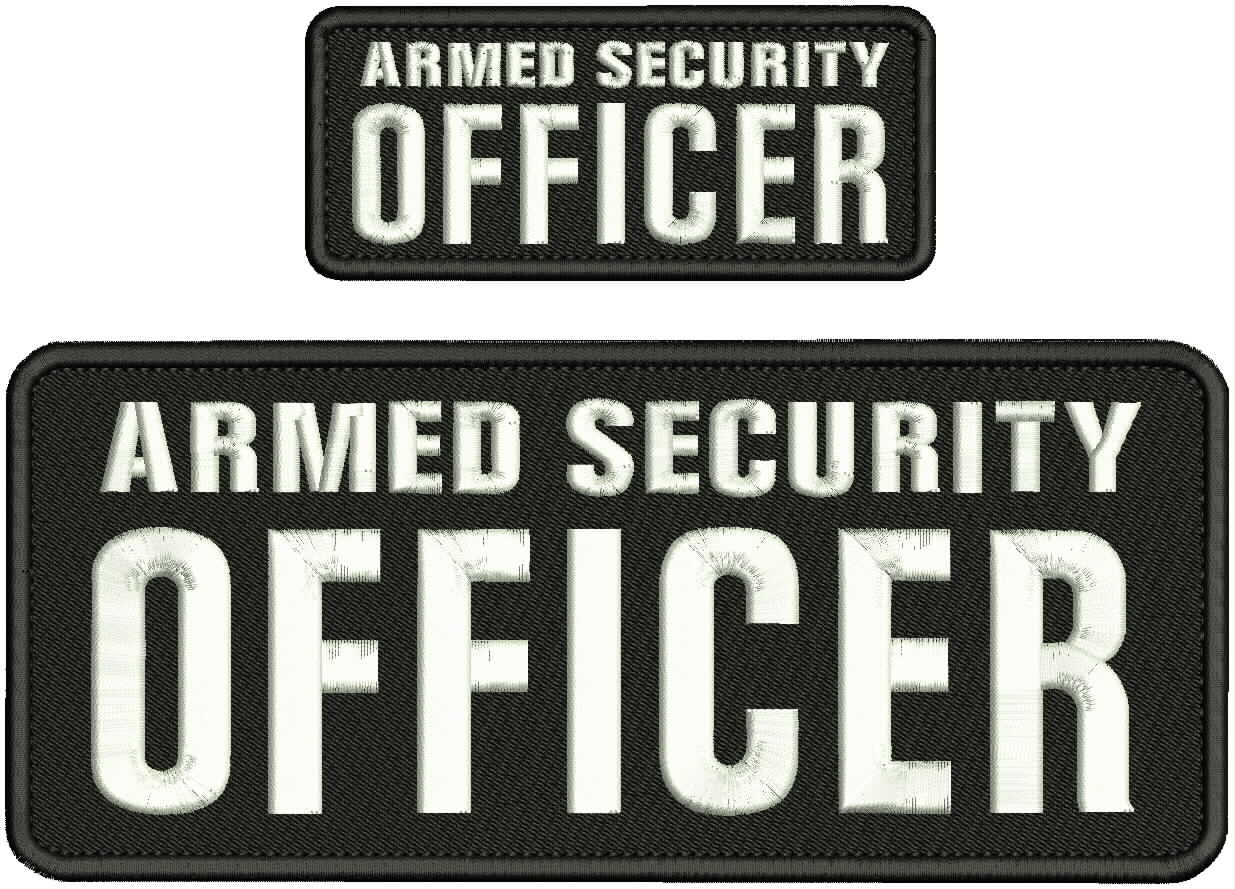 ARMED SECURITY OFFICER Embroidery Patch 4x10 And 2x5'' Velcr@ On Back WHIT/BLACK