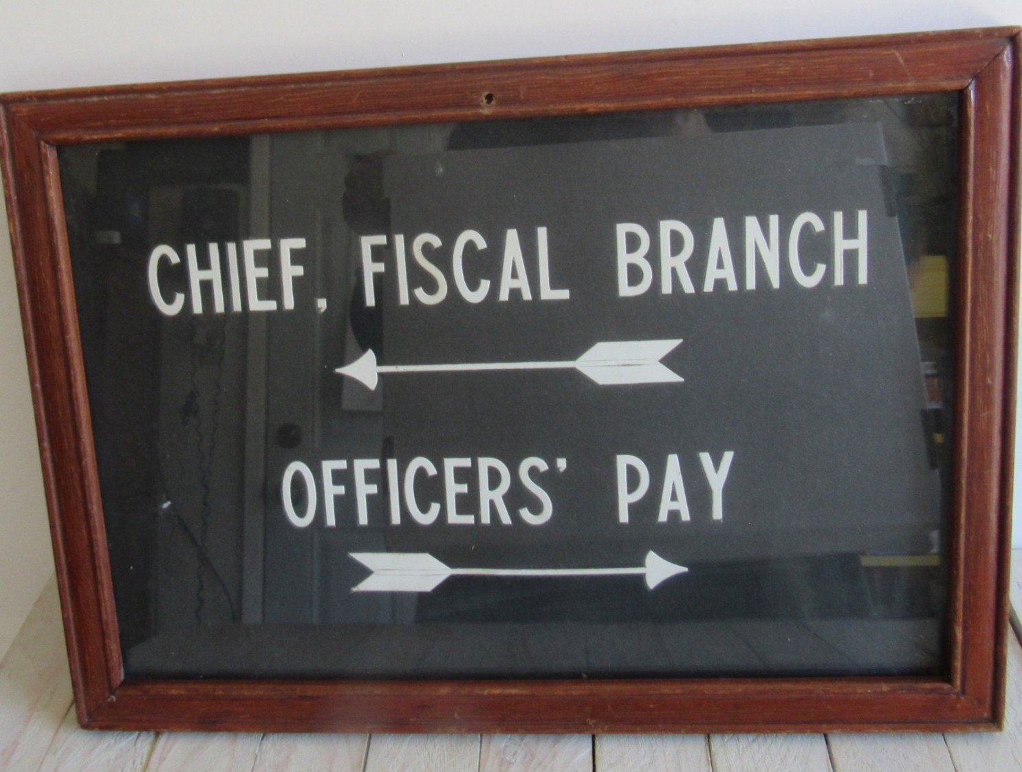 vtg Military ?  Signage Sign "Chief. Fiscal Branch Officers' Pay" in Frame