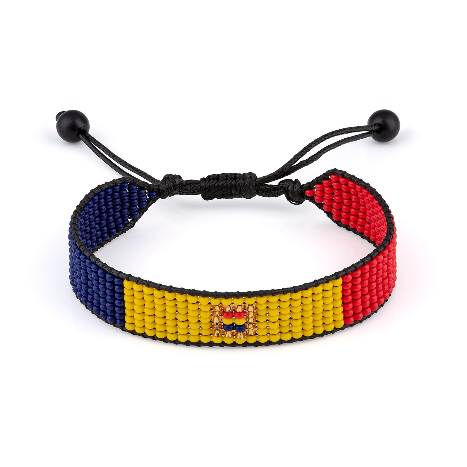 Moldova Flag Bracelet: Adjustable Beaded String, Handmade Unisex Boho Jewelry.